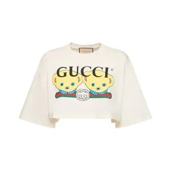 GUCCI Drop Shoulder Sleeve T Shirt Women's White