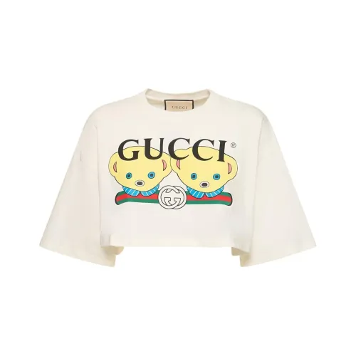 GUCCI Drop Shoulder Sleeve T Shirt Women
s White