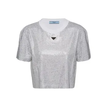 PRADA Rhinestone embellished Jersey T shirt