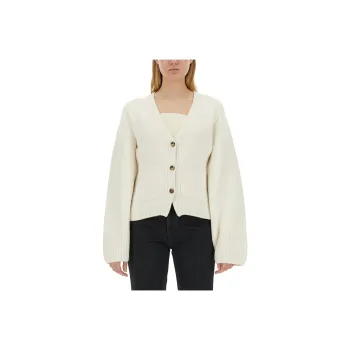 KHAITE Scarlet Long Sleeved V Neck Cardigan