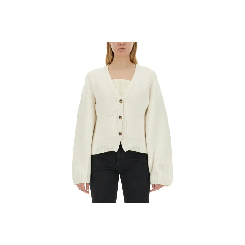 KHAITE Scarlet Long Sleeved V Neck Cardigan-2