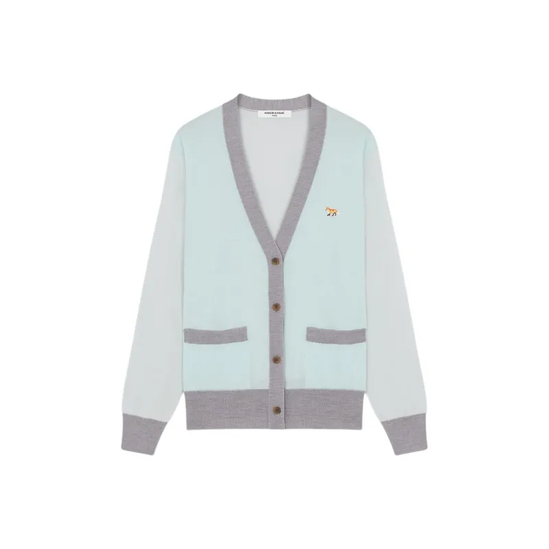Maison Kitsune Baby Fox Patch Color Block Knit Cardigan-0