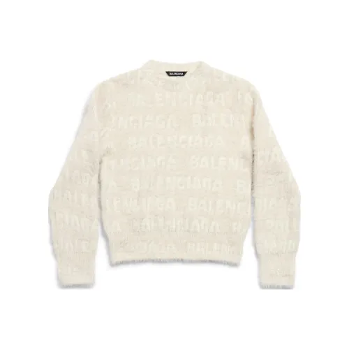 Balenciaga Allover Logo Furry Fitted Sweater