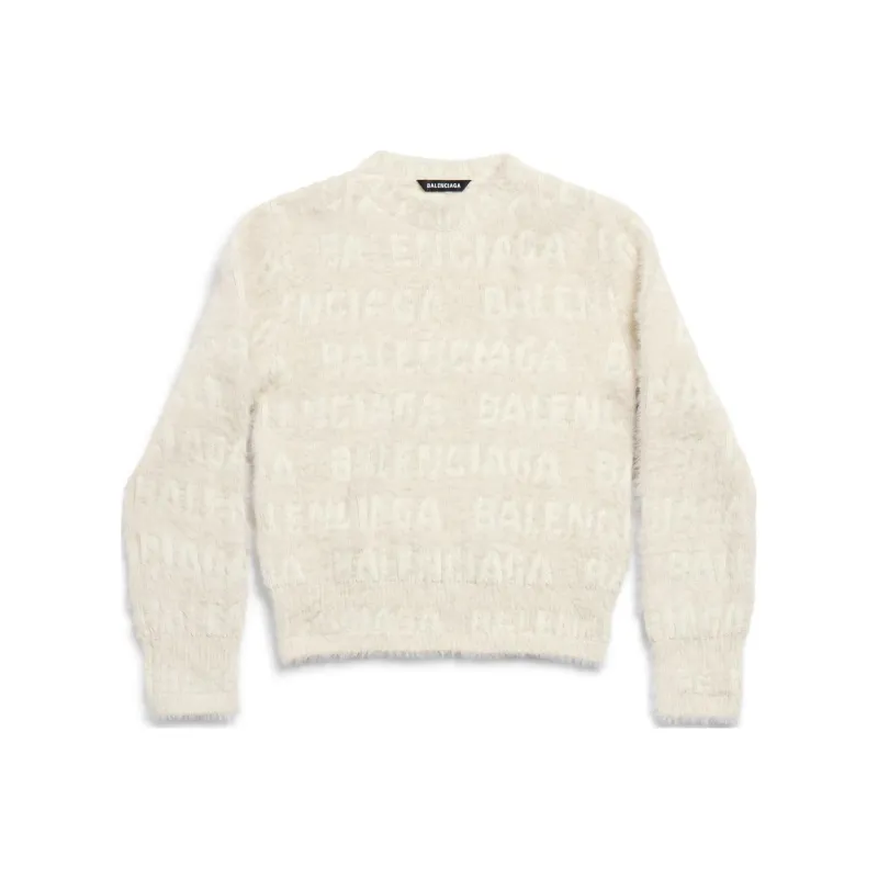 Balenciaga Allover Logo Furry Fitted Sweater-0