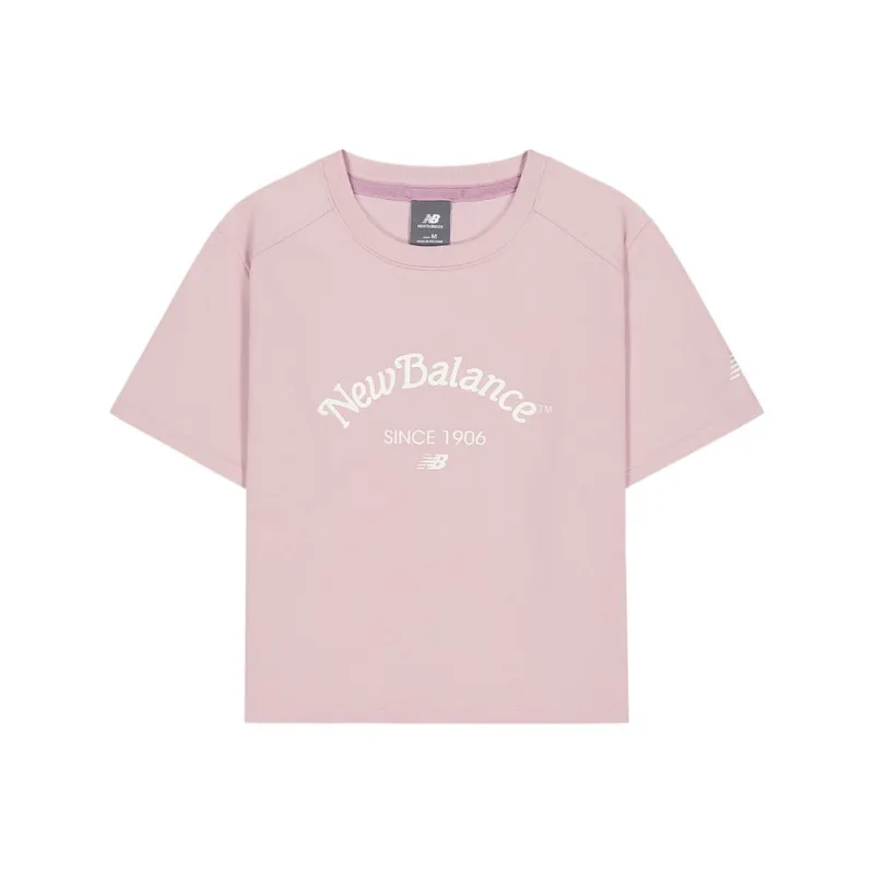 New Balance Drop Shoulder Sleeve T Shirt Women's Pink-0