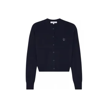 Maison Kitsune Fox Head Embroidered Knitted Cardigan