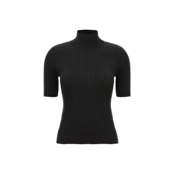 MISSONI Glitter Effect Short Sleeved Turtleneck Top