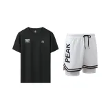White Shorts+Black Short-Sleeved Shirt
