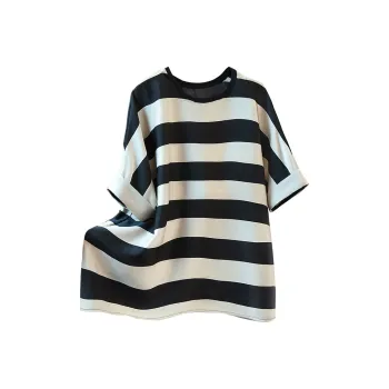 Cypress House T Shirt Women's Black Rice Stripes