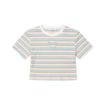 YINLEI T Shirt Women's Aqua Blue White