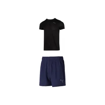 PUMA Williams Racing Casual Sportswear Men's Black Top+Tweed Blue Shorts