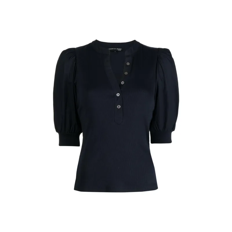 Veronica Beard Button up Puff Sleeves Top-0