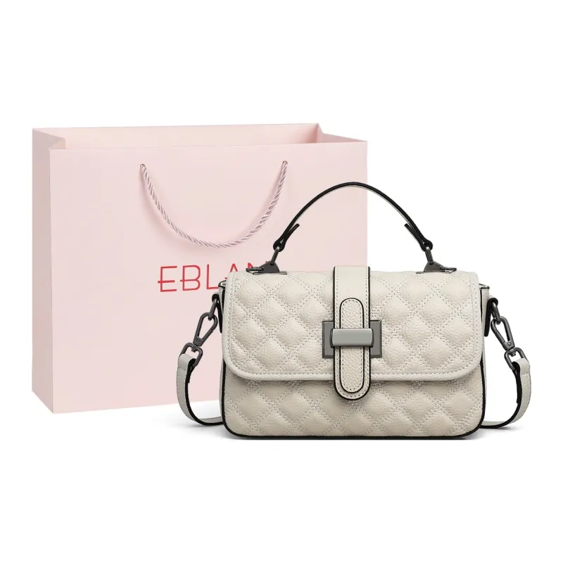 EBLAN Cow Leather Handbag Regular Women's Black/White-5