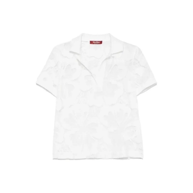 MaxMara Floral Patterned Lace Detailed Top-0