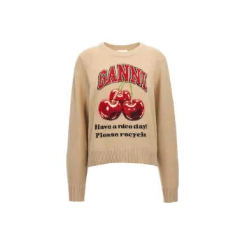 GANNI Cherry Intarsia Knit Jumper