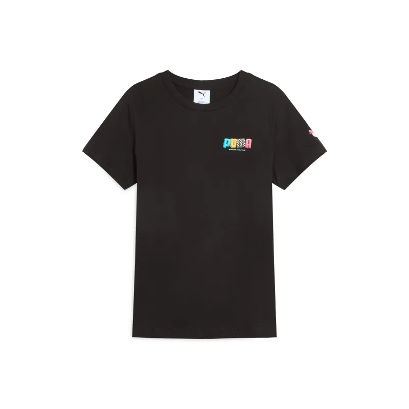 PUMA Graphic Drop Shoulder Sleeve T Shirt Women's Black 01-0