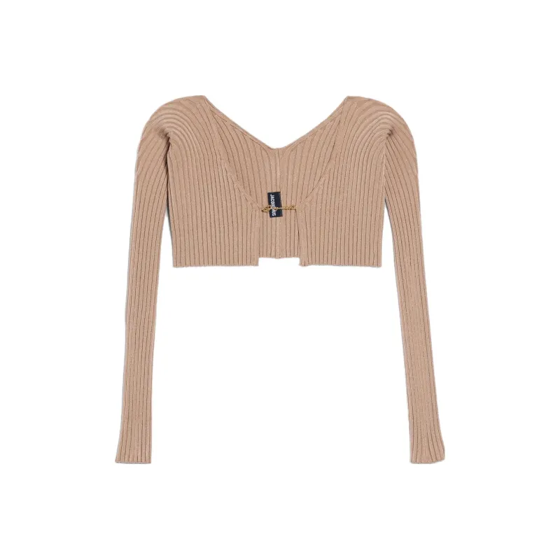 Jacquemus La Maille Pralu Micro Charm Logo Cardigan Pink-9