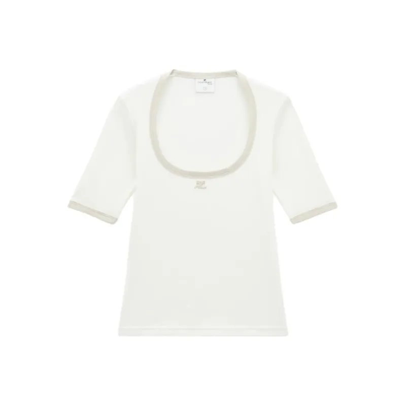 COURREGES Holistic Contrast Cotton T shirt-0