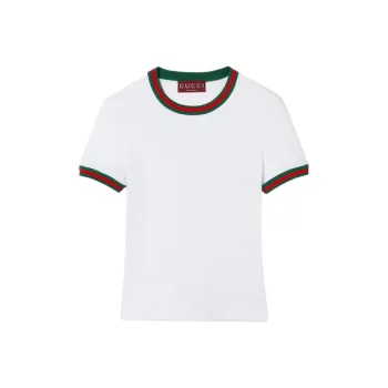 GUCCI Web Detailed Crewneck Rib T Shirt