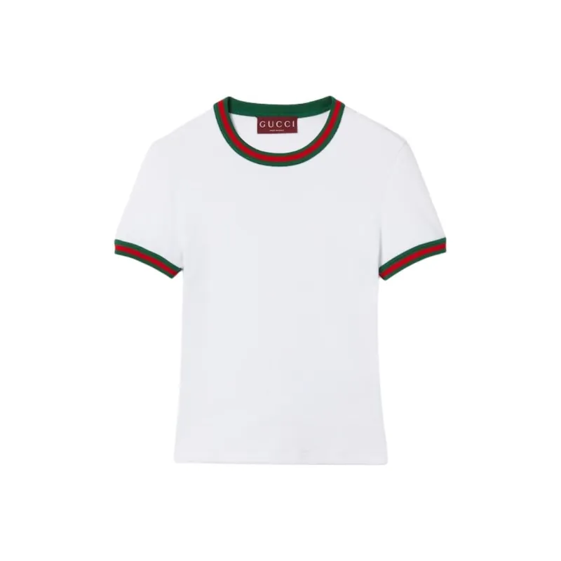 GUCCI Web Detailed Crewneck Rib T Shirt-0