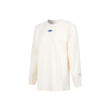 Nike Women'ss Knit Pullover Retro Crewneck Sport T Shirt Beige