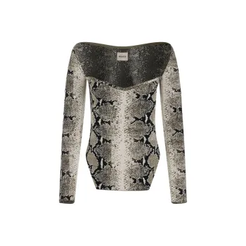 KHAITE Maddy Snake effect Jacquard knit Bodysuit