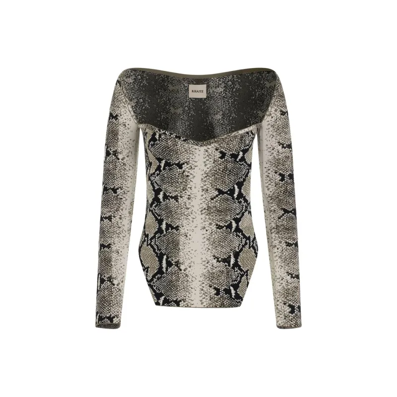 KHAITE Maddy Snake print Top-0
