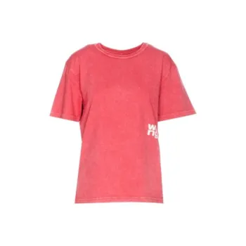Alexander Wang Puff Logo & Bound Neck Essential Jersey Ss Tee Soft Cherry