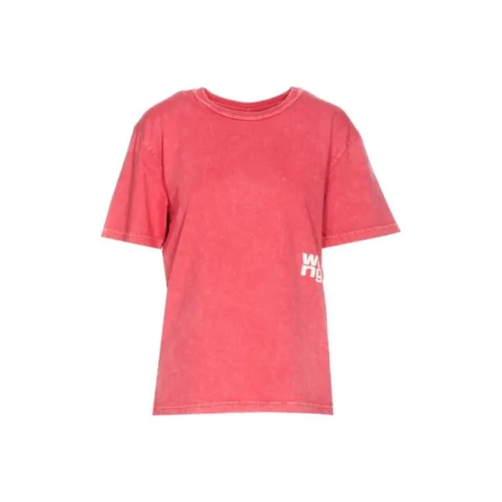 Alexander Wang Puff Logo & Bound Neck Essential Jersey Ss Tee Soft Cherry-0