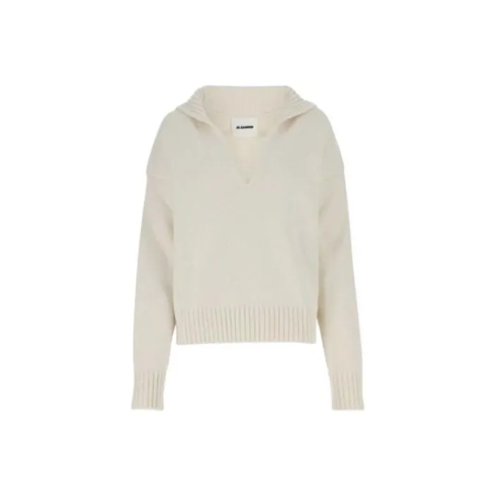 JIL SANDER Long Sleeved Split Neck Jumper-0