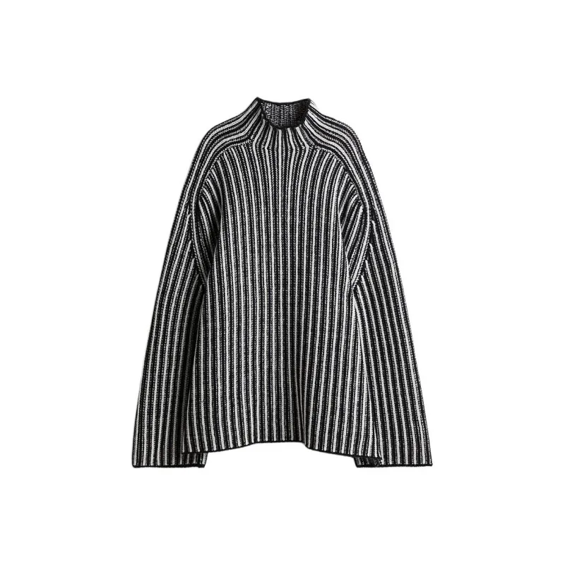 H&M Sweater Women's Black Stripes-0