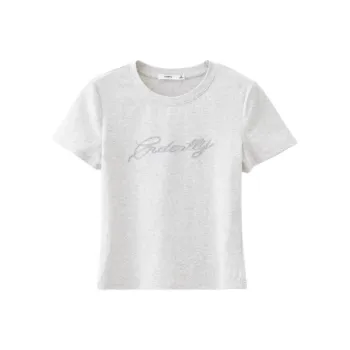 Three Blessings Regular T Shirt Women's Apricot Gray