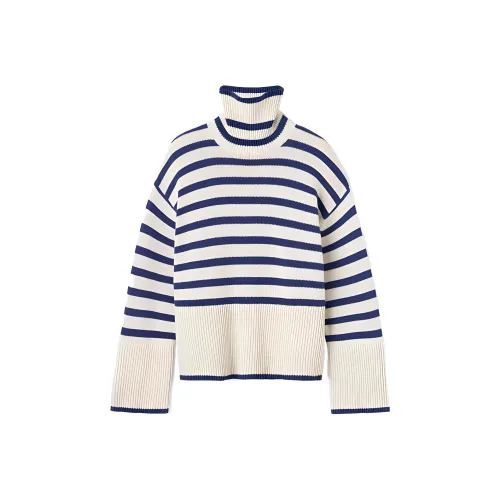 TOTEME Sweaters Women's White Blue Stripes Pattern