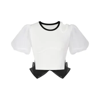 TAMMY TANGS Crop Top Women's Black White