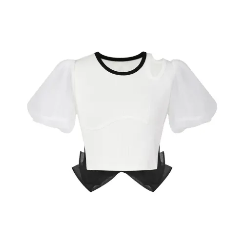 TAMMY TANGS Crop Top Women's Black White