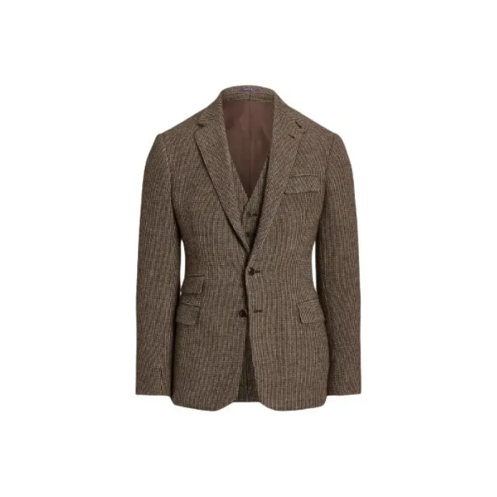 Polo Ralph Lauren Kent Hand Tailored Plaid 3 Piece Suit Business Suit Men's Brown-0
