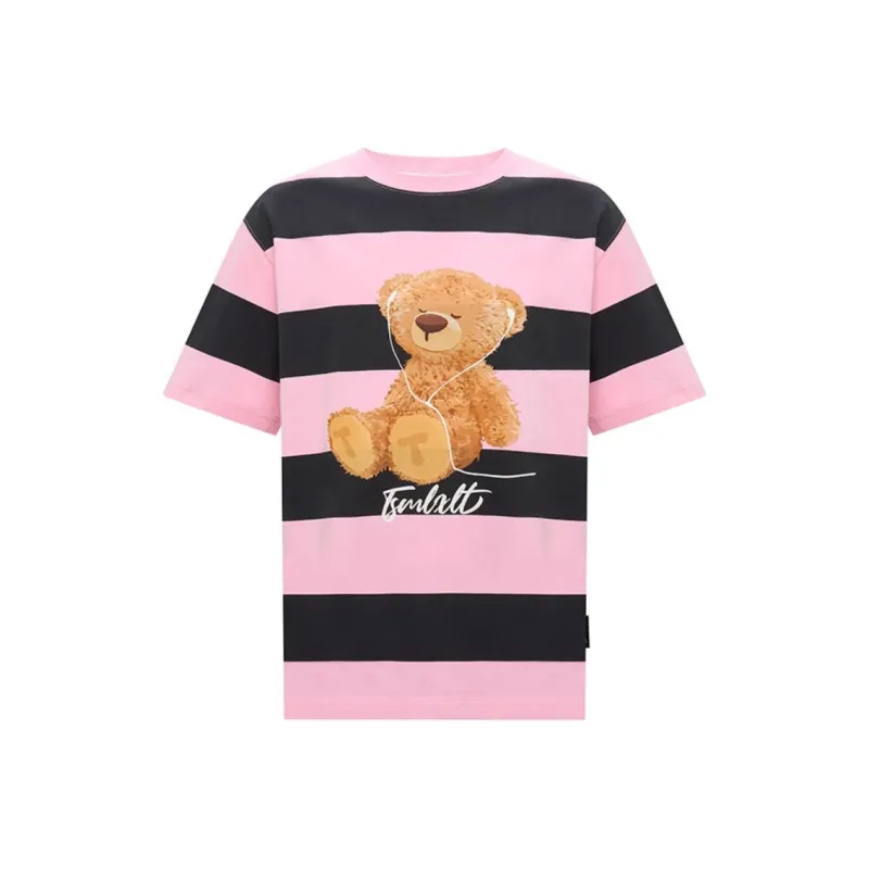 TSMLXLT Regular T Shirt Women's Pink Black Stripes-0