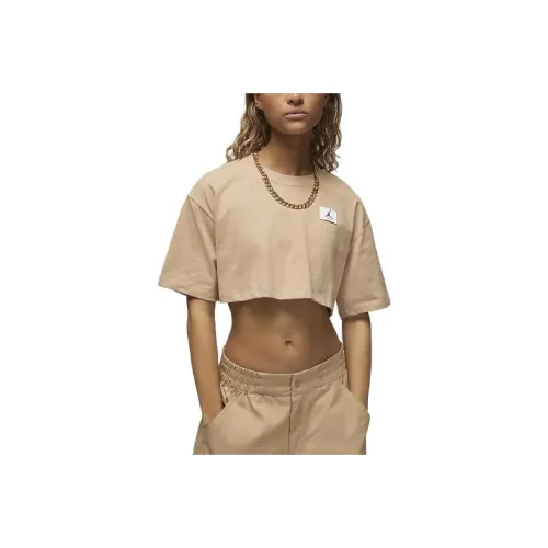 JORDAN Sport Crop Tops Women's Khaki