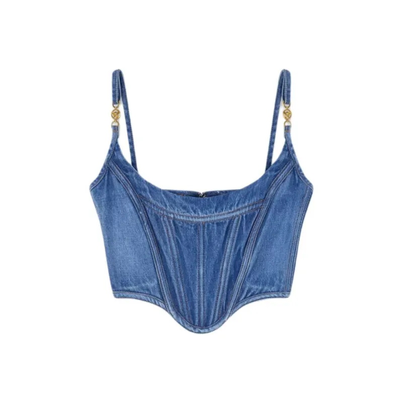 VERSACE Stone Wash Denim Top 'Medium Blue'-0