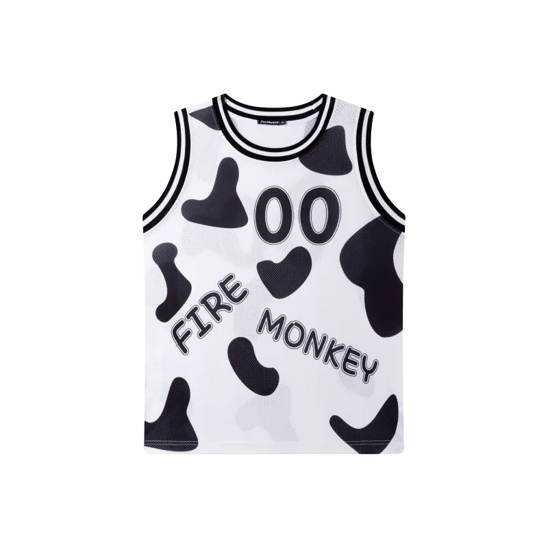 FireMonkey Basketball Jerseys Unisex Black White-0