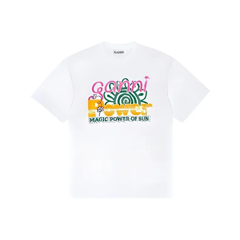 GANNI Graphic print Organic cotton Blend T shirt-0