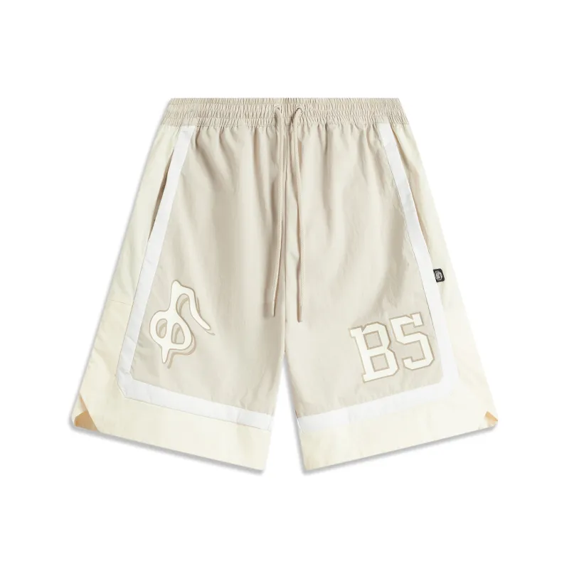 LiNing Badfive Sports Shorts Men's Mica Gray Standard White Ecru-0