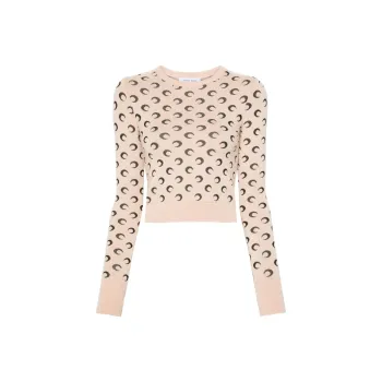 Marine Serre Moon Jacquard Cropped Jumper