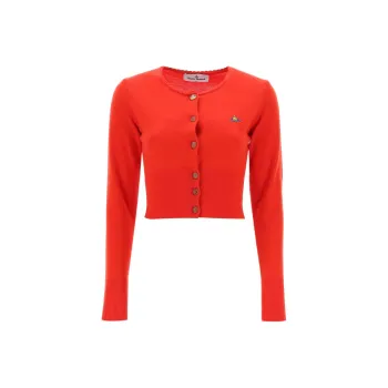 Vivienne Westwood Orb Embroidered Cropped Knitted Cardigan