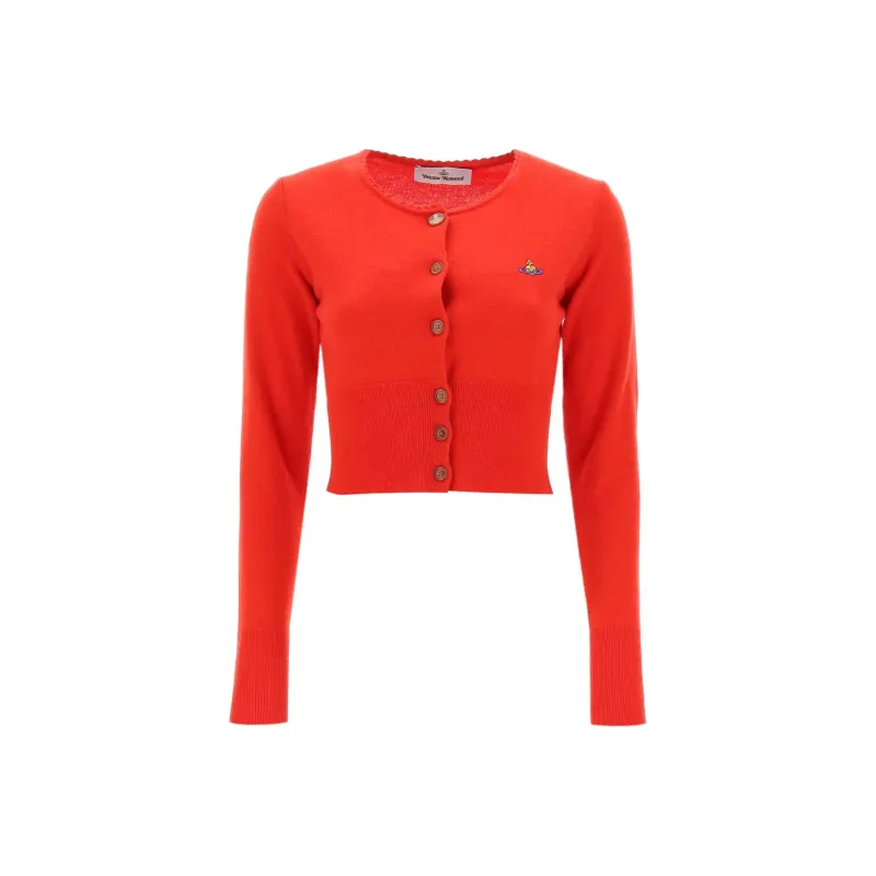 Vivienne Westwood Orb Embroidered Cropped Knitted Cardigan-0
