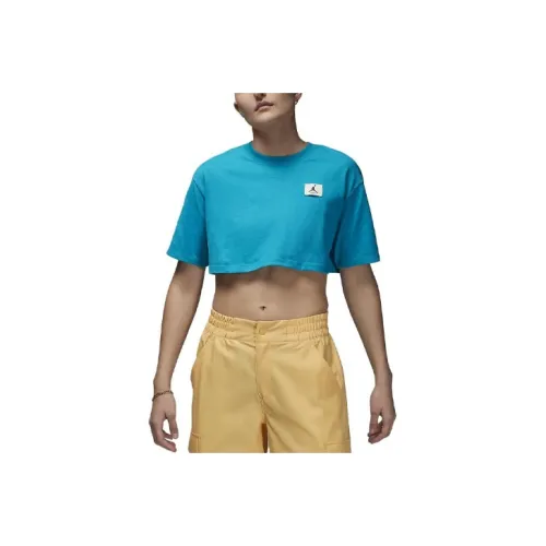 JORDAN Sport Crop Tops Women's Aqua Blue