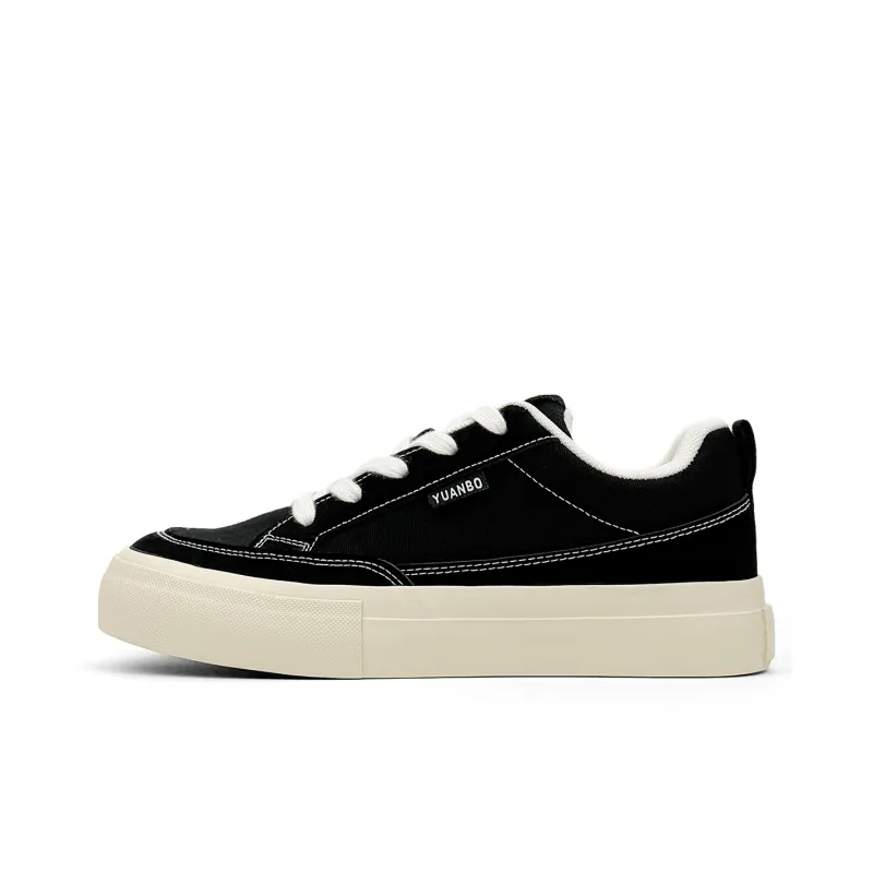 Mengsai Cushioning Coverage And Abrasion Resistant Low Top Skateboard Shoes Men's Black With White Stitching-1