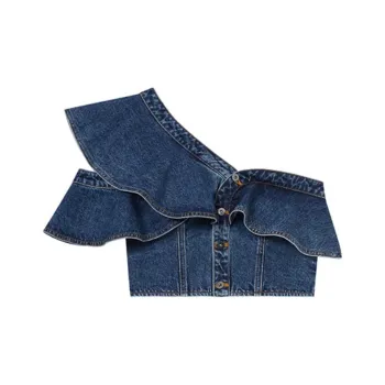 Self-portrait One-shoulder Denim Top