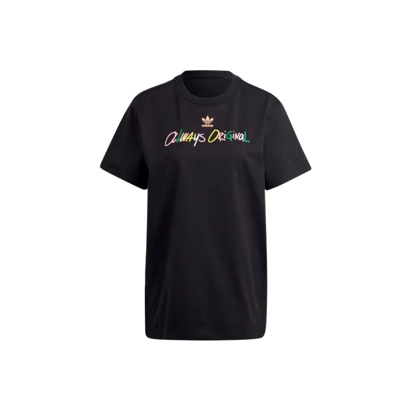 Adidas Originals Drop Shoulder Sleeve T Shirt Women's Black-0