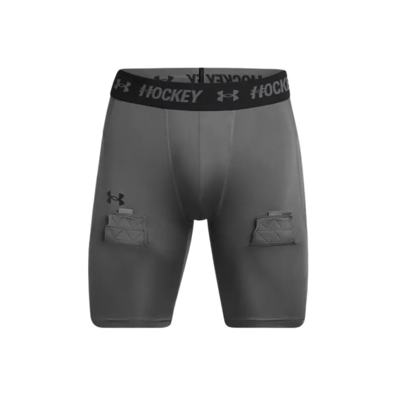 Under Armour HockeyHeatGear Compression Sports Shorts Men's Gray-0
